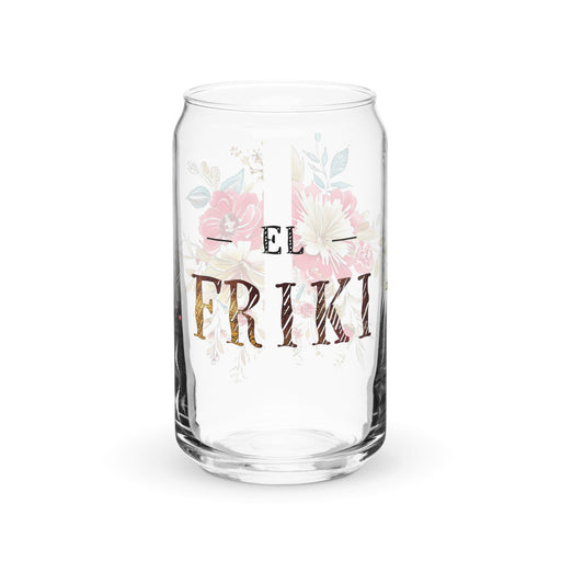 El Friki Exclusive Art Piece Can-Shaped Glass Home Office Work Mexican Spanish Pride Gift Cup One-Of-A-Kind Calligraphy Glass | E5 Mexicada 16 oz