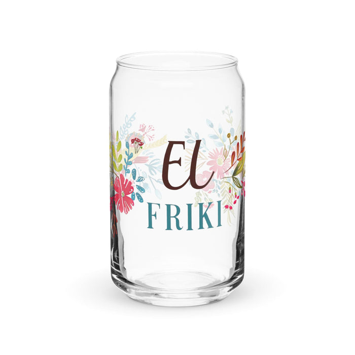 El Friki Exclusive Art Piece Can-Shaped Glass Home Office Work Mexican Spanish Pride Gift Cup One-Of-A-Kind Calligraphy Glass | E7 Mexicada 16 oz