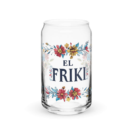 El Friki Exclusive Art Piece Can-Shaped Glass Home Office Work Mexican Spanish Pride Gift Cup One-Of-A-Kind Calligraphy Glass | E8 Mexicada 16 oz