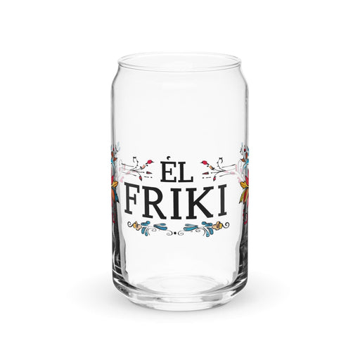 El Friki Exclusive Art Piece Can-Shaped Glass Home Office Work Mexican Spanish Pride Gift Cup One-Of-A-Kind Calligraphy Glass | E9 Mexicada 16 oz