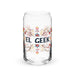 El Geek Exclusive Art Piece Can-Shaped Glass Home Office Work Mexican Spanish Pride Gift Cup One-Of-A-Kind Calligraphy Glass | E11 Mexicada 16 oz