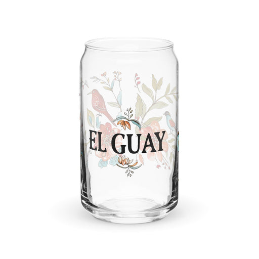 El Guay Exclusive Art Piece Can-Shaped Glass Home Office Work Mexican Spanish Pride Gift Cup One-Of-A-Kind Calligraphy Glass | E2 Mexicada 16 oz