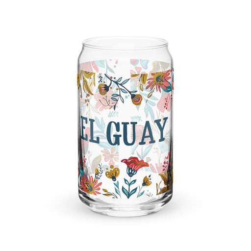 El Guay Exclusive Art Piece Can-Shaped Glass Home Office Work Mexican Spanish Pride Gift Cup One-Of-A-Kind Calligraphy Glass | E10 Mexicada 16 oz