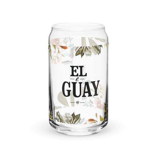 El Guay Exclusive Art Piece Can-Shaped Glass Home Office Work Mexican Spanish Pride Gift Cup One-Of-A-Kind Calligraphy Glass | E12 Mexicada 16 oz