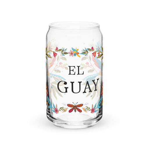 El Guay Exclusive Art Piece Can-Shaped Glass Home Office Work Mexican Spanish Pride Gift Cup One-Of-A-Kind Calligraphy Glass | E14 Mexicada 16 oz