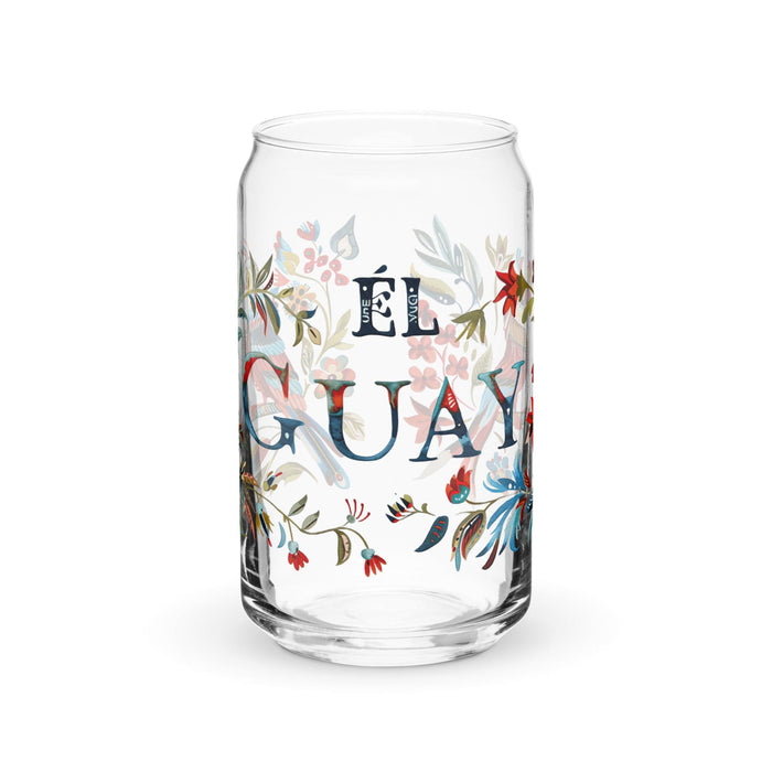 El Guay Exclusive Art Piece Can-Shaped Glass Home Office Work Mexican Spanish Pride Gift Cup One-Of-A-Kind Calligraphy Glass | E17 Mexicada 16 oz