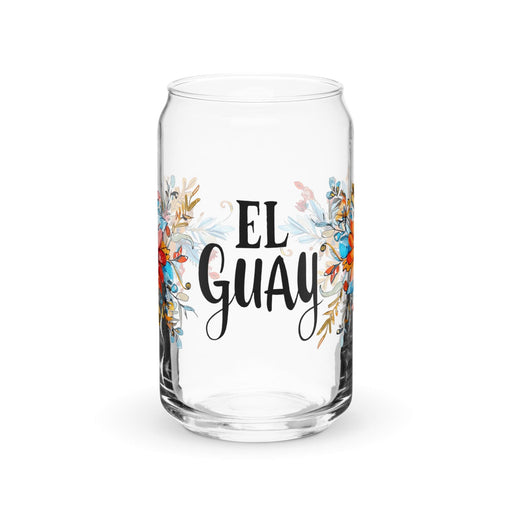 El Guay Exclusive Art Piece Can-Shaped Glass Home Office Work Mexican Spanish Pride Gift Cup One-Of-A-Kind Calligraphy Glass | E21 Mexicada 16 oz