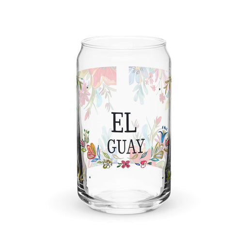 El Guay Exclusive Art Piece Can-Shaped Glass Home Office Work Mexican Spanish Pride Gift Cup One-Of-A-Kind Calligraphy Glass | E25 Mexicada 16 oz