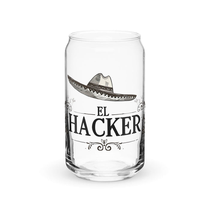 El Hacker Exclusive Art Piece Can-Shaped Glass Home Office Work Mexican Spanish Pride Gift Cup One-Of-A-Kind Calligraphy Glass | E11 Mexicada 16 oz