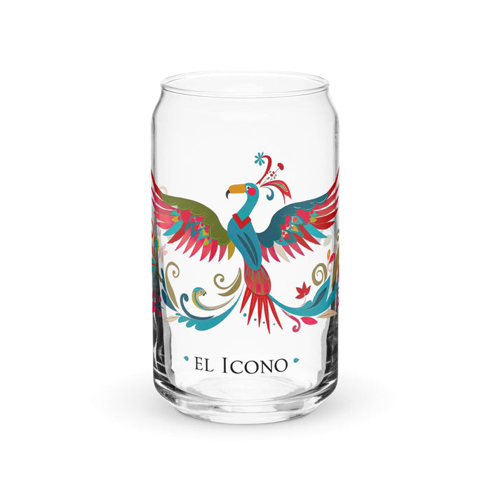 El Icono Exclusive Art Piece Can-Shaped Glass Home Office Work Mexican Spanish Pride Gift Cup One-Of-A-Kind Calligraphy Glass | E2 Mexicada 16 oz