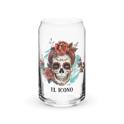 El Icono Exclusive Art Piece Can-Shaped Glass Home Office Work Mexican Spanish Pride Gift Cup One-Of-A-Kind Calligraphy Glass | E3 Mexicada 16 oz