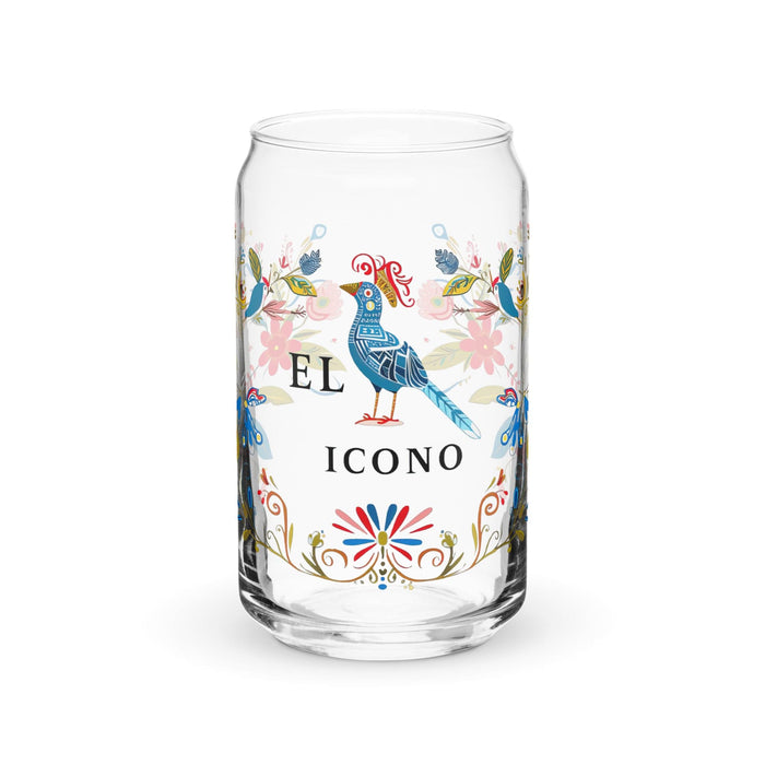 El Icono Exclusive Art Piece Can-Shaped Glass Home Office Work Mexican Spanish Pride Gift Cup One-Of-A-Kind Calligraphy Glass | E9 Mexicada 16 oz