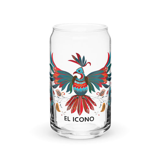 El Icono Exclusive Art Piece Can-Shaped Glass Home Office Work Mexican Spanish Pride Gift Cup One-Of-A-Kind Calligraphy Glass | E11 Mexicada 16 oz