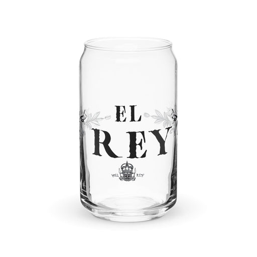 El Rey Exclusive Art Piece Can-Shaped Glass Home Office Work Mexican Spanish Pride Gift Cup One-Of-A-Kind Calligraphy Glass | E12 Mexicada 16 oz