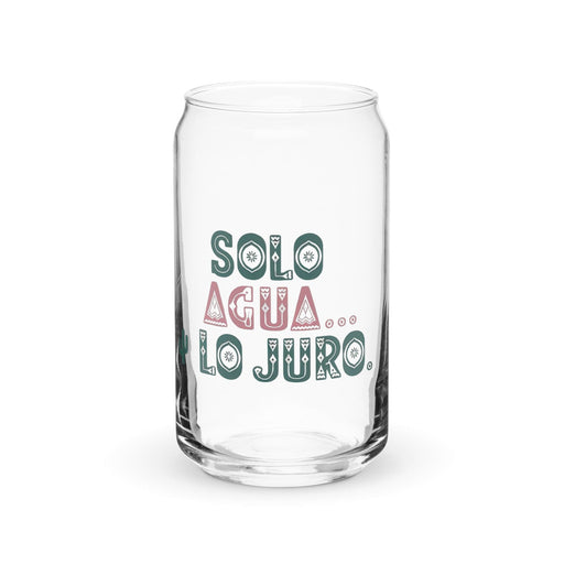 Solo Agua Lo Juro Exclusive Art Piece Can-Shaped Glass Home Office Work Mexican Spanish Pride Gift Cup One-Of-A-Kind Calligraphy Glass | S1 Mexicada 16 oz