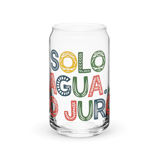 Solo Agua Lo Juro Exclusive Art Piece Can-Shaped Glass Home Office Work Mexican Spanish Pride Gift Cup One-Of-A-Kind Calligraphy Glass | S11 Mexicada 16 oz