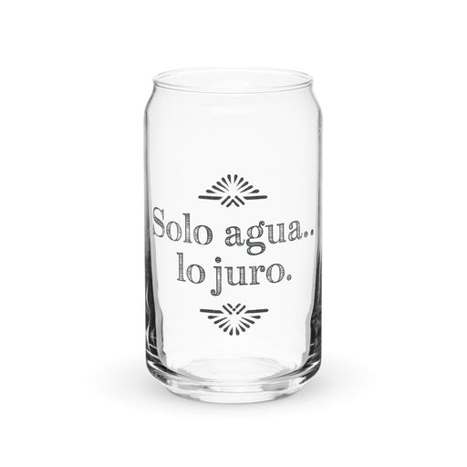 Solo Agua Lo Juro Exclusive Art Piece Can-Shaped Glass Home Office Work Mexican Spanish Pride Gift Cup One-Of-A-Kind Calligraphy Glass | S13 Mexicada 16 oz