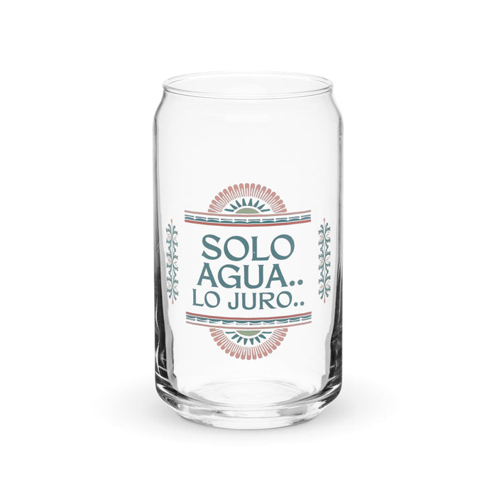 Solo Agua Lo Juro Exclusive Art Piece Can-Shaped Glass Home Office Work Mexican Spanish Pride Gift Cup One-Of-A-Kind Calligraphy Glass | S22 Mexicada 16 oz