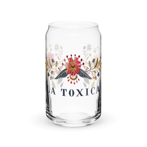 La Toxica Exclusive Art Piece Can-Shaped Glass Home Office Work Mexican Spanish Pride Gift Cup One-Of-A-Kind Calligraphy Glass | L12 Mexicada 16 oz