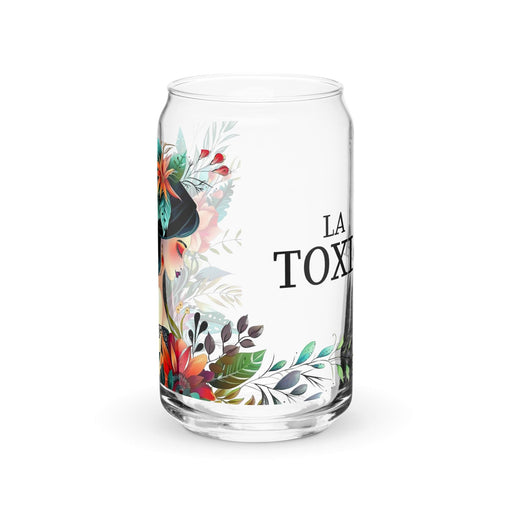 La Toxica Exclusive Art Piece Can-Shaped Glass Home Office Work Mexican Spanish Pride Gift Cup One-Of-A-Kind Calligraphy Glass | L17 Mexicada 16 oz