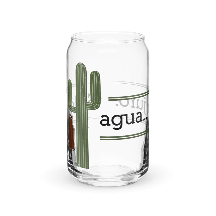 Solo Agua Lo Juro Exclusive Art Piece Can-Shaped Glass Home Office Work Mexican Spanish Pride Gift Cup One-Of-A-Kind Calligraphy Glass | S37 Mexicada 16 oz