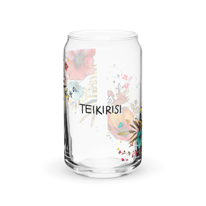 Teikirisi Exclusive Art Piece Can-Shaped Glass Home Office Work Mexican Spanish Pride Gift Cup One-Of-A-Kind Calligraphy Glass | T3 Mexicada 16 oz