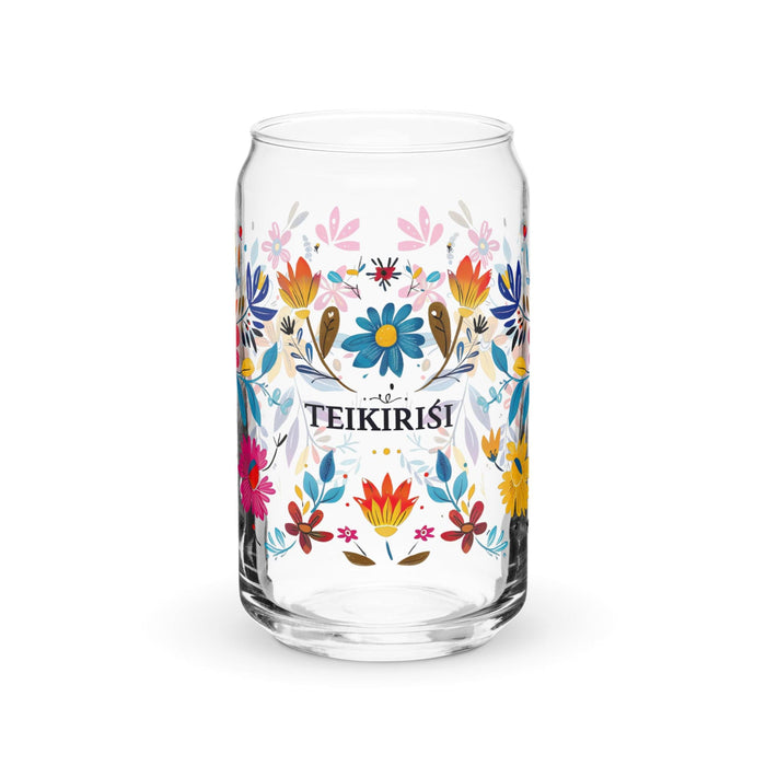 Teikirisi Exclusive Art Piece Can-Shaped Glass Home Office Work Mexican Spanish Pride Gift Cup One-Of-A-Kind Calligraphy Glass | T7 Mexicada 16 oz