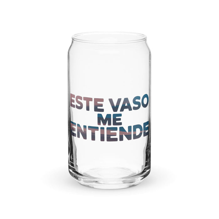 Este Vaso Me Entiende Exclusive Art Piece Can-Shaped Glass Home Office Work Mexican Spanish Pride Gift Cup One-Of-A-Kind Calligraphy Glass | E4 Mexicada 16 oz