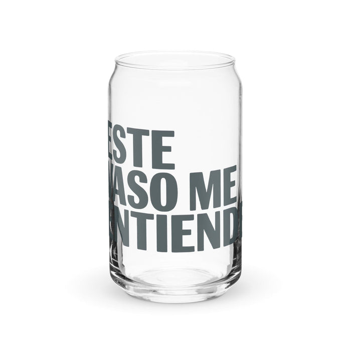 Este Vaso Me Entiende Exclusive Art Piece Can-Shaped Glass Home Office Work Mexican Spanish Pride Gift Cup One-Of-A-Kind Calligraphy Glass | E11 Mexicada 16 oz