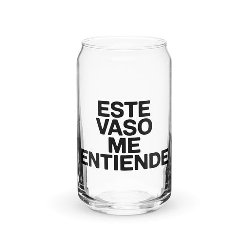 Este Vaso Me Entiende Exclusive Art Piece Can-Shaped Glass Home Office Work Mexican Spanish Pride Gift Cup One-Of-A-Kind Calligraphy Glass | E12 Mexicada 16 oz