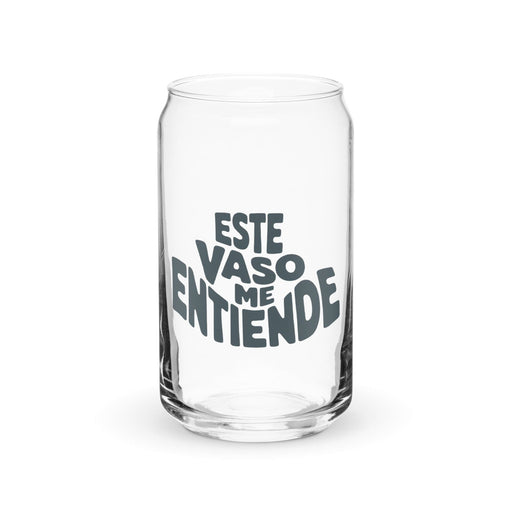 Este Vaso Me Entiende Exclusive Art Piece Can-Shaped Glass Home Office Work Mexican Spanish Pride Gift Cup One-Of-A-Kind Calligraphy Glass | E13 Mexicada 16 oz