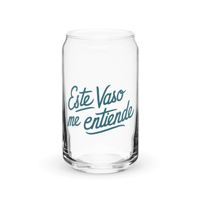 Este Vaso Me Entiende Exclusive Art Piece Can-Shaped Glass Home Office Work Mexican Spanish Pride Gift Cup One-Of-A-Kind Calligraphy Glass | E15 Mexicada 16 oz