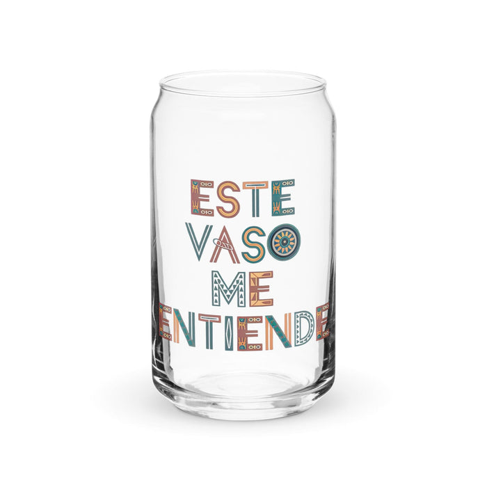 Este Vaso Me Entiende Exclusive Art Piece Can-Shaped Glass Home Office Work Mexican Spanish Pride Gift Cup One-Of-A-Kind Calligraphy Glass | E17 Mexicada 16 oz