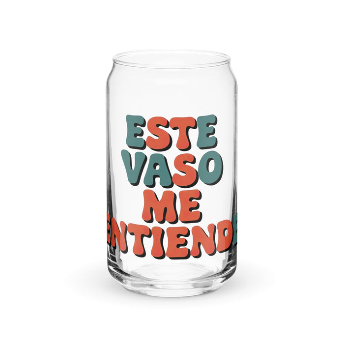 Este Vaso Me Entiende Exclusive Art Piece Can-Shaped Glass Home Office Work Mexican Spanish Pride Gift Cup One-Of-A-Kind Calligraphy Glass | E23 Mexicada 16 oz