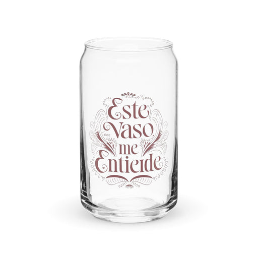 Este Vaso Me Entiende Exclusive Art Piece Can-Shaped Glass Home Office Work Mexican Spanish Pride Gift Cup One-Of-A-Kind Calligraphy Glass | E25 Mexicada 16 oz