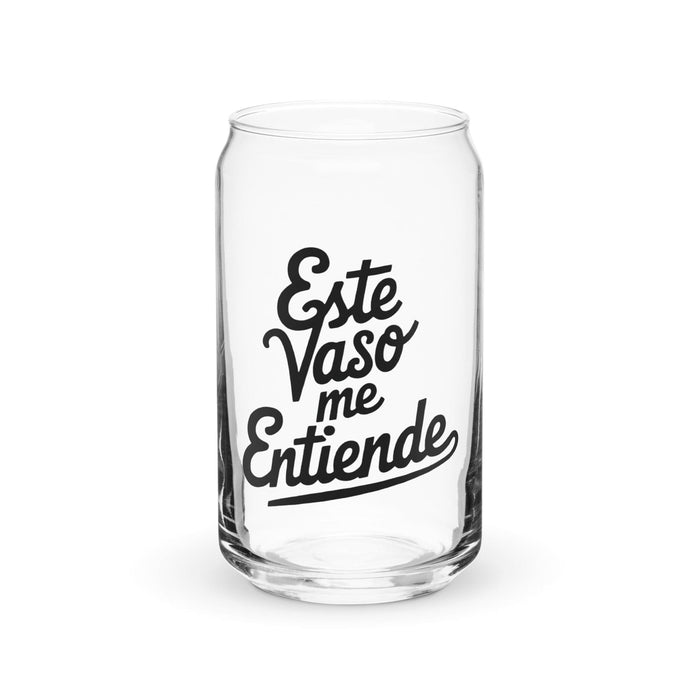 Este Vaso Me Entiende Exclusive Art Piece Can-Shaped Glass Home Office Work Mexican Spanish Pride Gift Cup One-Of-A-Kind Calligraphy Glass | E27 Mexicada 16 oz