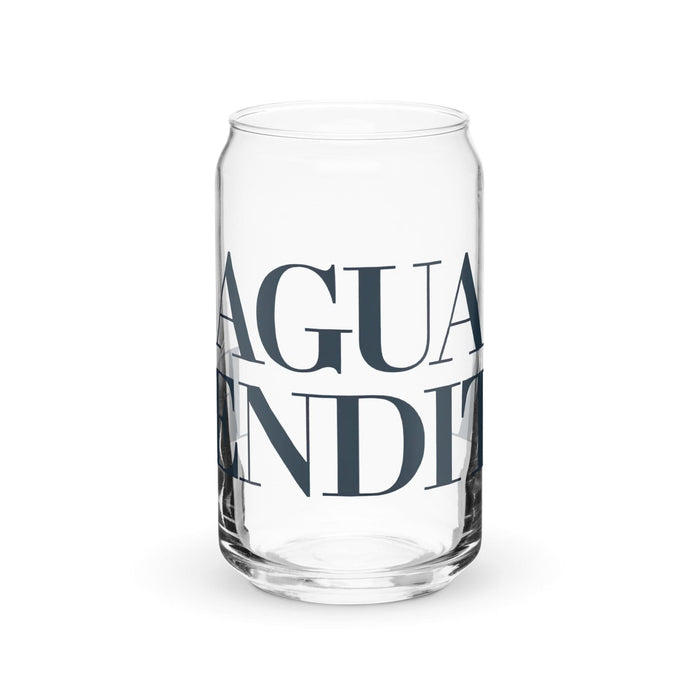 Agua Bendita Exclusive Art Piece Can-Shaped Glass Home Office Work Mexican Spanish Pride Gift Cup One-Of-A-Kind Calligraphy Glass | A5 Mexicada 16 oz