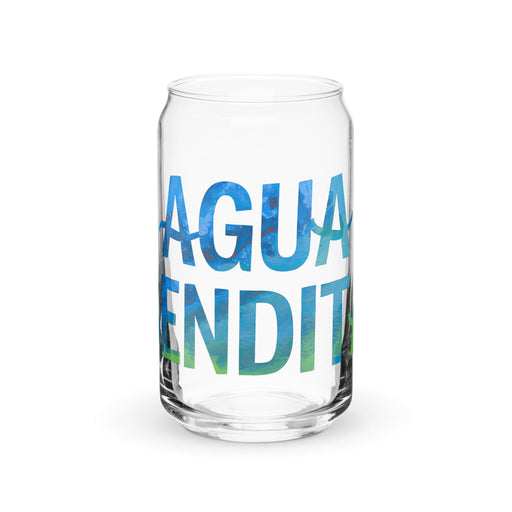 Agua Bendita Exclusive Art Piece Can-Shaped Glass Home Office Work Mexican Spanish Pride Gift Cup One-Of-A-Kind Calligraphy Glass | A17 Mexicada 16 oz