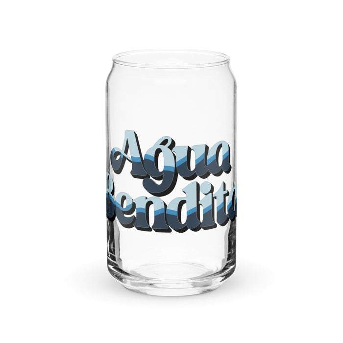 Agua Bendita Exclusive Art Piece Can-Shaped Glass Home Office Work Mexican Spanish Pride Gift Cup One-Of-A-Kind Calligraphy Glass | A18 Mexicada 16 oz