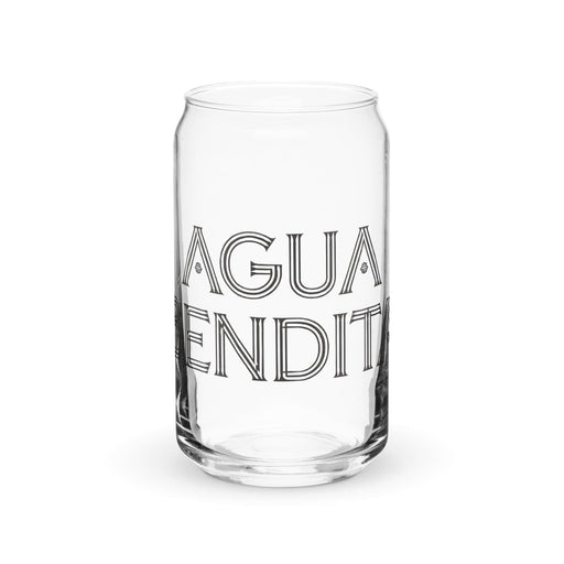 Agua Bendita Exclusive Art Piece Can-Shaped Glass Home Office Work Mexican Spanish Pride Gift Cup One-Of-A-Kind Calligraphy Glass | A20 Mexicada 16 oz