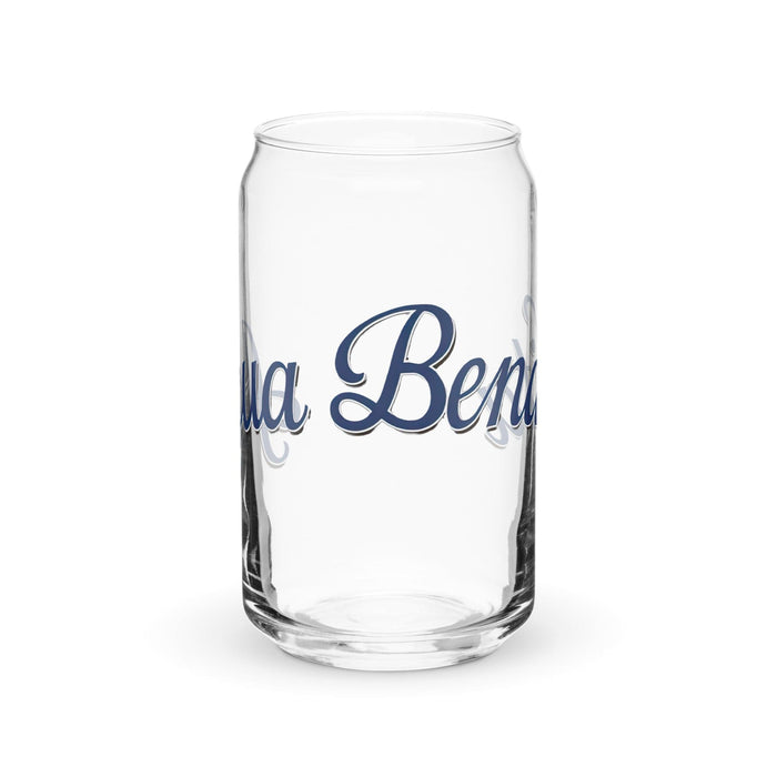 Agua Bendita Exclusive Art Piece Can-Shaped Glass Home Office Work Mexican Spanish Pride Gift Cup One-Of-A-Kind Calligraphy Glass | A24 Mexicada 16 oz