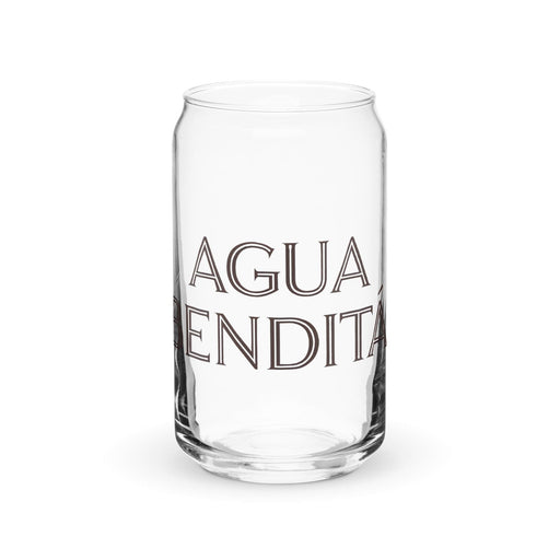 Agua Bendita Exclusive Art Piece Can-Shaped Glass Home Office Work Mexican Spanish Pride Gift Cup One-Of-A-Kind Calligraphy Glass | A27 Mexicada 16 oz