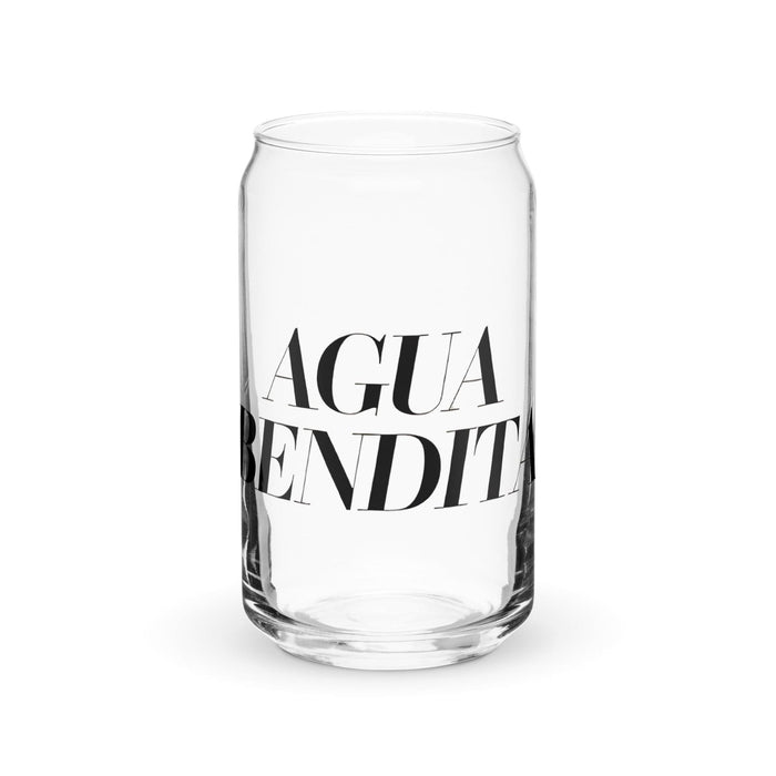 Agua Bendita Exclusive Art Piece Can-Shaped Glass Home Office Work Mexican Spanish Pride Gift Cup One-Of-A-Kind Calligraphy Glass | A33 Mexicada 16 oz