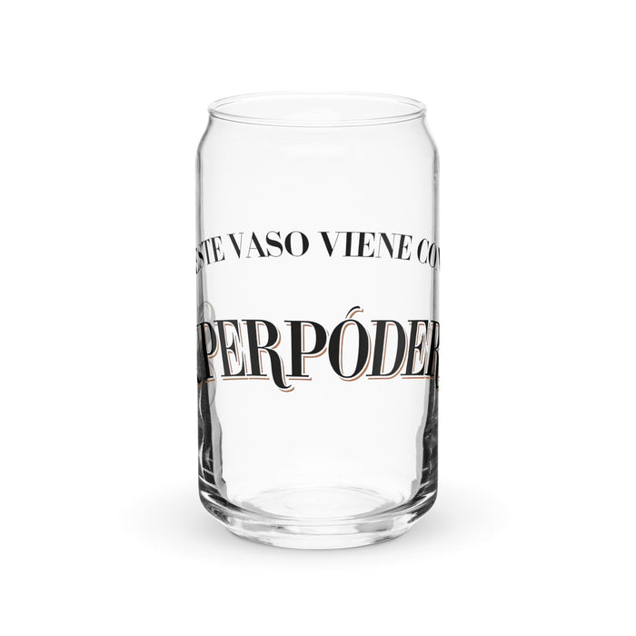 Este Vaso Viene Con Superpoderes Exclusive Art Piece Can-Shaped Glass Home Office Work Mexican Spanish Pride Gift Cup One-Of-A-Kind Calligraphy Glass | E2 Mexicada 16 oz