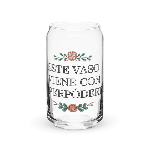 Este Vaso Viene Con Superpoderes Exclusive Art Piece Can-Shaped Glass Home Office Work Mexican Spanish Pride Gift Cup One-Of-A-Kind Calligraphy Glass | E18 Mexicada 16 oz