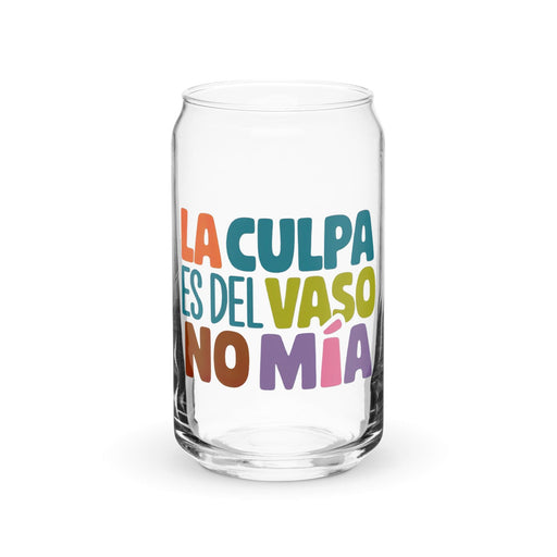 La Culpa Es Del Vaso, No Mía Exclusive Art Piece Can-Shaped Glass Home Office Work Mexican Spanish Pride Gift Cup One-Of-A-Kind Calligraphy Glass | L2 Mexicada 16 oz