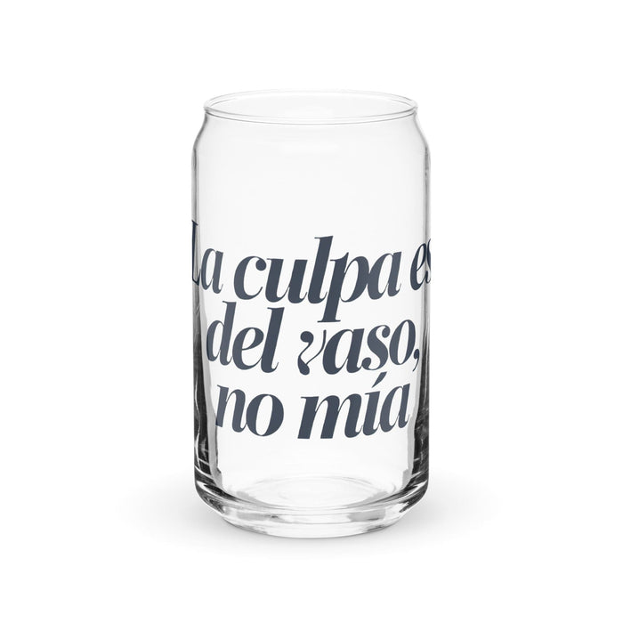 La Culpa Es Del Vaso, No Mía Exclusive Art Piece Can-Shaped Glass Home Office Work Mexican Spanish Pride Gift Cup One-Of-A-Kind Calligraphy Glass | L9 Mexicada 16 oz