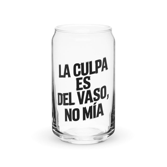 La Culpa Es Del Vaso, No Mía Exclusive Art Piece Can-Shaped Glass Home Office Work Mexican Spanish Pride Gift Cup One-Of-A-Kind Calligraphy Glass | L21 Mexicada 16 oz