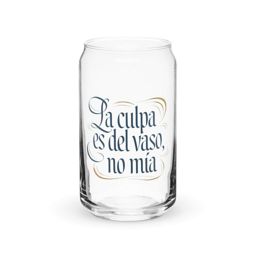 La Culpa Es Del Vaso, No Mía Exclusive Art Piece Can-Shaped Glass Home Office Work Mexican Spanish Pride Gift Cup One-Of-A-Kind Calligraphy Glass | L23 Mexicada 16 oz