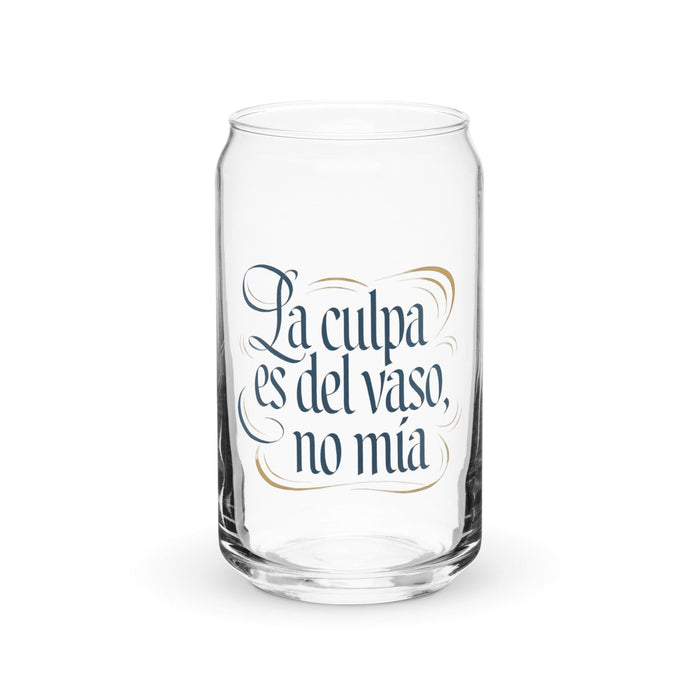 La Culpa Es Del Vaso, No Mía Exclusive Art Piece Can-Shaped Glass Home Office Work Mexican Spanish Pride Gift Cup One-Of-A-Kind Calligraphy Glass | L23 Mexicada 16 oz